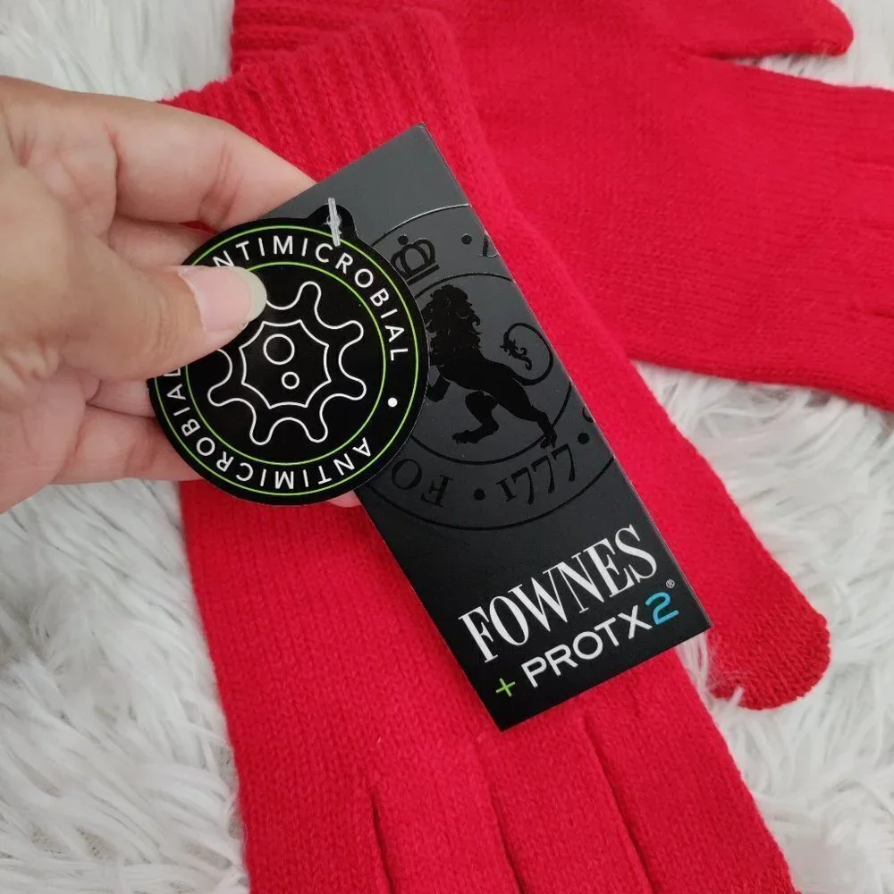 New Fownes ProTX2 Antimicrobial Knit Tech Gloves One Size Women Red
